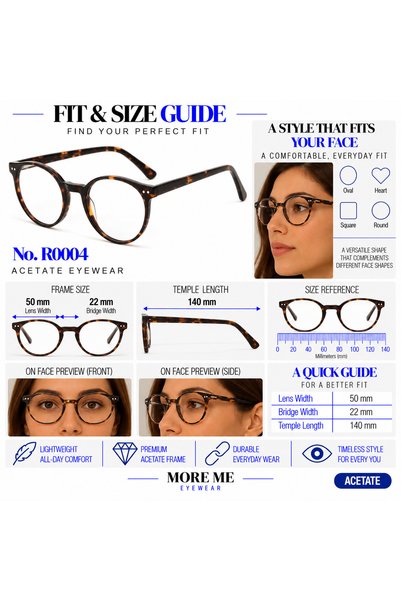 MORE ME Havana Tortoiseshell Rectangular Acetate Eyeglass Frame