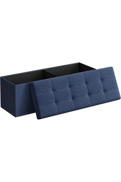 SONGMICS 43 Inches Folding Storage Ottoman Bench, Storage Chest, Foot Rest St...