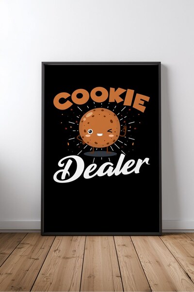 KEYFHOME Poster de masă din MDF cu ramă, cu inscripția Cookie Dealer, cadou d...