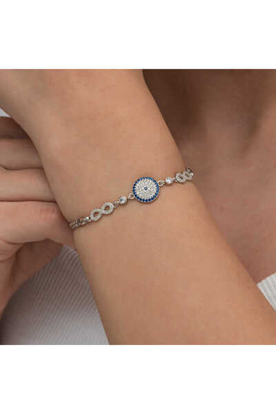 BlackCraft Silver Evil Eye Infinity Women's Bracelet