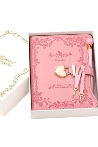 GENERAL Diary with Lock and keys for Girls, Hoci Poci Rose Garden Journal for...