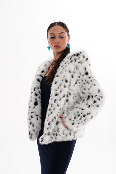 navy ESL Hooded Fur Jacket