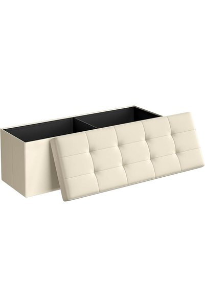 SONGMICS 43 Inches Folding Storage Ottoman Bench, Storage Chest, Foot Rest St...