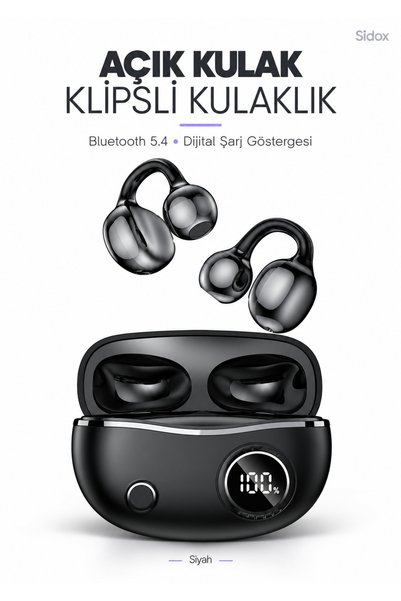 Genel Markalar Premium Clips-On Kulak Klipsli Açık Kulak Bluetooth 5.4 Kablos...