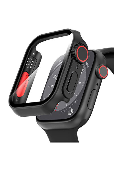 XGSM Carcasă 2 în 1 + Sticlă securizată pentru Apple Watch 4/5/6/SE 44MM, Neg...