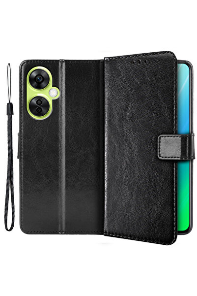 XGSM Husă tip portofel Crazy Horse pentru OnePlus Nord CE 3 Lite 5G, Negru