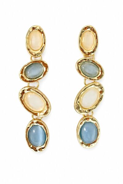 nesdesignn Oval Stone Dangle Earrings (Blue Tones)