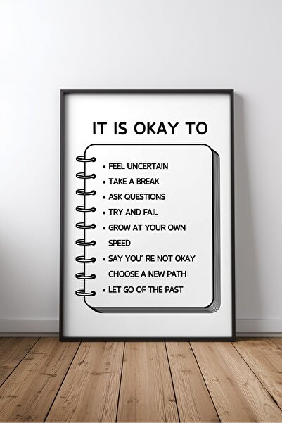 KEYFHOME Cuvânt motivațional în limba engleză "It's Okay", poster înrămat din...