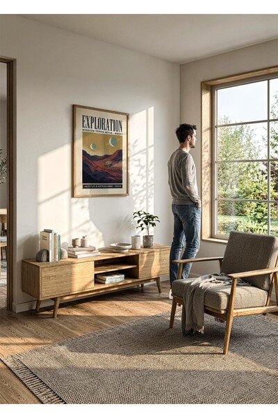 KEYFHOME Expediție de explorare spațială vintage cu cadru din lemn MDF pictur...