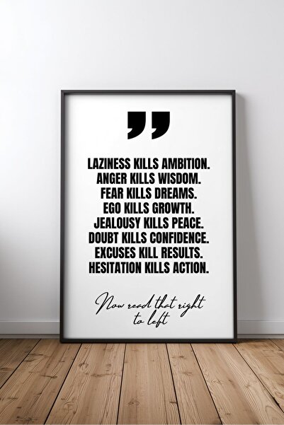 KEYFHOME About what kills ambition english motivational quote framed mdf pain...