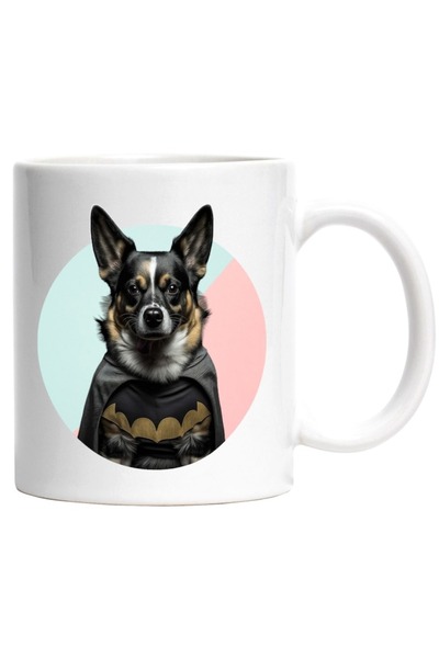 INOVATIX Cana alba personalizata,Portret Caine Supererou,Caine in Custom de B...