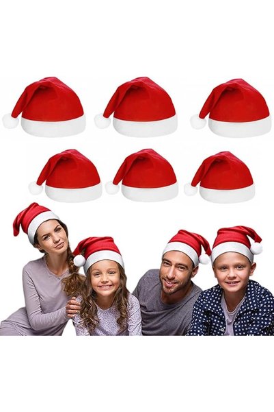 Goodern 6Pack Red Christmas Hats for Adult and Kids Unisex,Non-woven Fabric C...