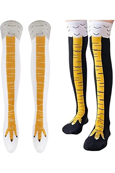 GENERAL 2 Pairs Funny Novelty Chicken Leg Knee High Socks for Women Men, Chic...
