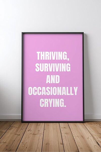 KEYFHOME Thriving, surviving, and english motivational quote no 1 framed mdf ...