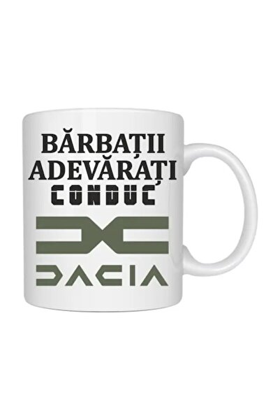 INOVATIX Cană personalizată „Bărbați adevărați conduc DACIA”, Auto, 330 ml, Alb