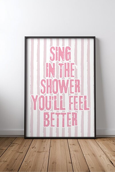 KEYFHOME Cântă în duș Banyo cu rame scrise MDF Tablou Poster Cadou decor de p...
