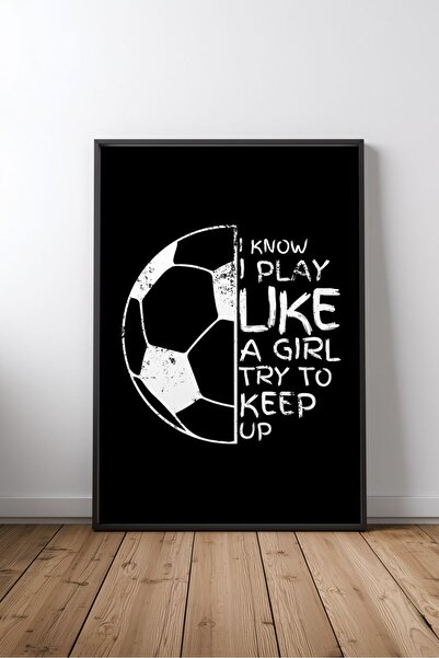 KEYFHOME Fotbal Girl Power Sport Motivație Scris înrămat MDF Tablou Poster Sa...