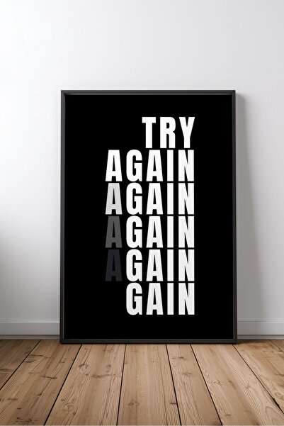 KEYFHOME Try Again Citat motivațional în limba engleză, tablou înrămat din MD...