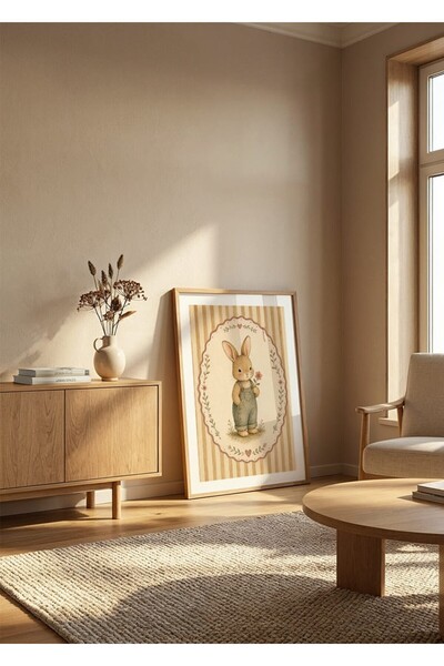 KEYFHOME Floral Drăguț Iepure Cadru din lemn MDF Tablou Poster Camera bebeluș...