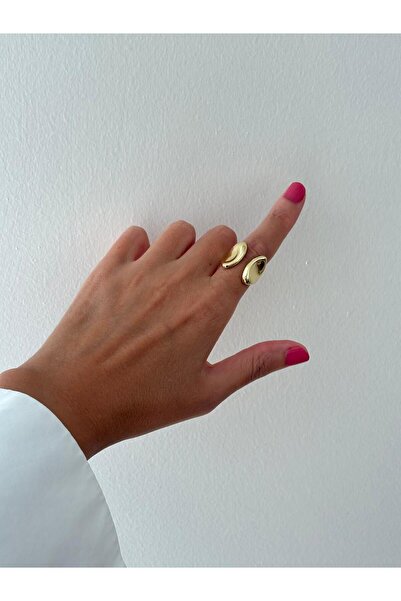 FASHION Special Series Double Drop Gold Adjustable Steel Ring