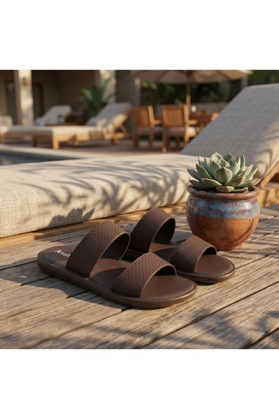 Alnoor Global Store Men's Leather Slippers Saudi Made Split Toe Wide Upper St...
