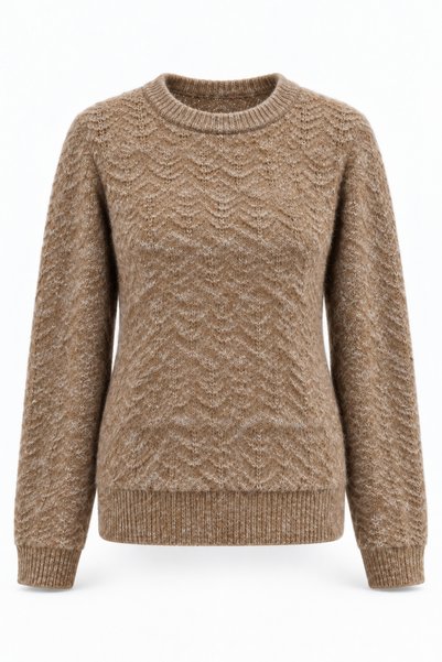 Yefrastore Women's Brown Knitted Patterned Soft Textured Soft Touch Knitwear ...
