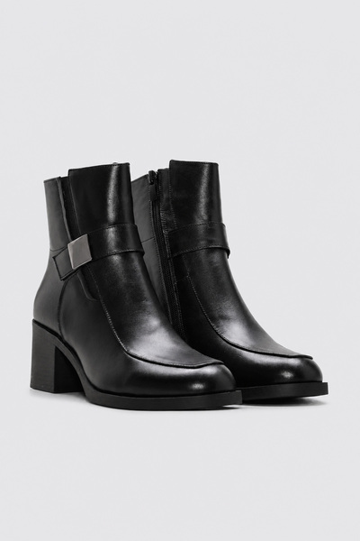 FAST STEP Genuine Leather 757Sza26920 Black Leather Women's Thick Sole Boots