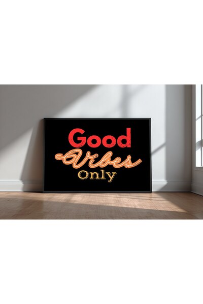 KEYFHOME Good Vibes Only Engleză Citat motivant Încadrat MDF Tablou Poster Bi...
