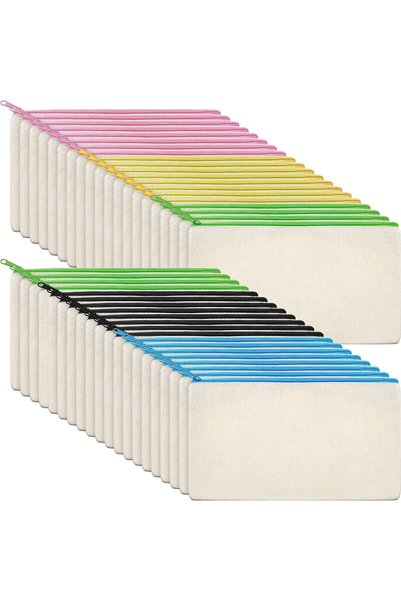 KASTWAVE 40 قطعة من حقائب القماش متعددة الأغراض بسحاب، حقيبة أعمال يدوية، حاف...
