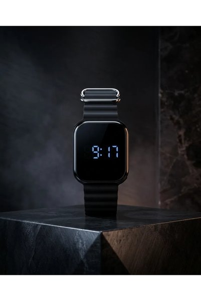 Genel Markalar LED Dijital Saat (Siyah Ocean Kordon / Minimalist Ekran)