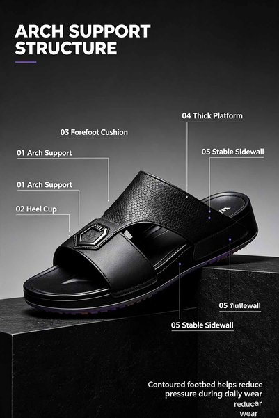 SoftSole KSA Saudi Made Men's Arabic Slippers Thick Padded Sole Non-Slip Cushioned Footbed
