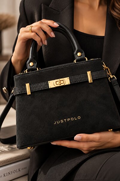 Just Polo حقيبة يد وكتف بتفاصيل غطاء أسود