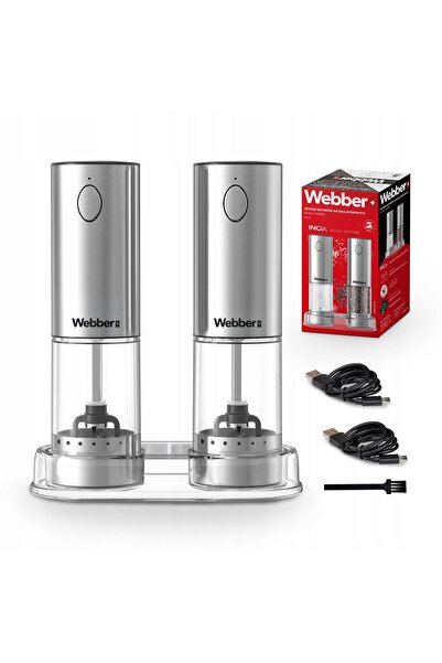 WEBBER Set 2 Râșnițe Electrice Sare și Piper Webber, USB-C, LED, Ceramică, 70...