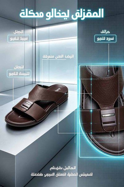 SoftSole KSA Men's Slide Sandals Made in KSA Adjustable Strap Metal Buckle Cushioned Sole