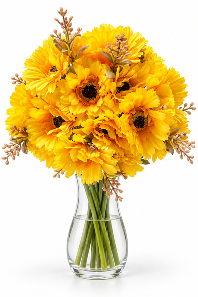 5 Dallı Yapay Gerbera Papatya Çiçek Demeti 37 cm – Boru Saplı Dekoratif Vazo Çiçeği