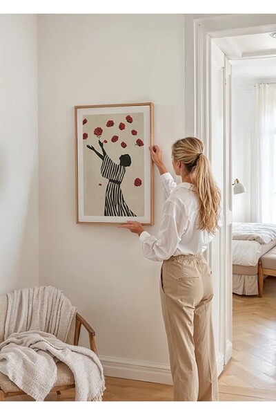 KEYFHOME Dansul trandafirilor Botanic Wood Framed MDF Painting Poster Living ...