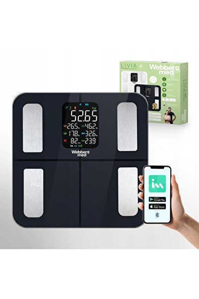 WEBBER Cântar Inteligent LIVIA, Bluetooth 5.0, 16 Parametri Corporali, Puls, ...