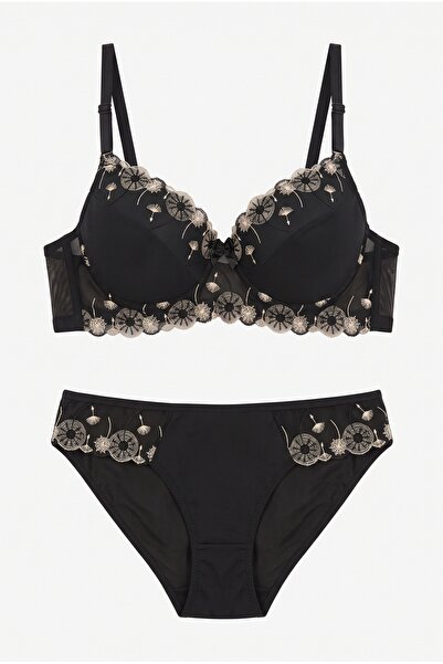 NurPeri İç Giyim Stylish and Comfortable Bra Set with Lace and Padded Support