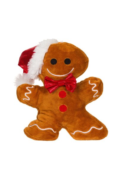 OEM Biscuit de Crăciun din Pluș 18 cm, Maro, cu Papion Roșu și Căciulă cu Pom...