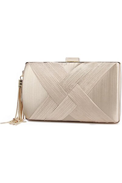 X SPRING Clutch Bag, Elegant and Silk Womens Evening Handbag with Tassel Pend...