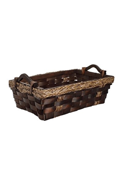 OEM Coș Decorativ de Crăciun din Bambus Maro, Împletit Tip Rafie, cu Mânere, ...