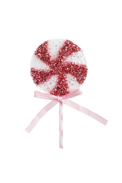 OEM Ornament Brad de Crăciun Stick Acadea Roz Albă cu Beteala Ø10x37 cm – Atm...