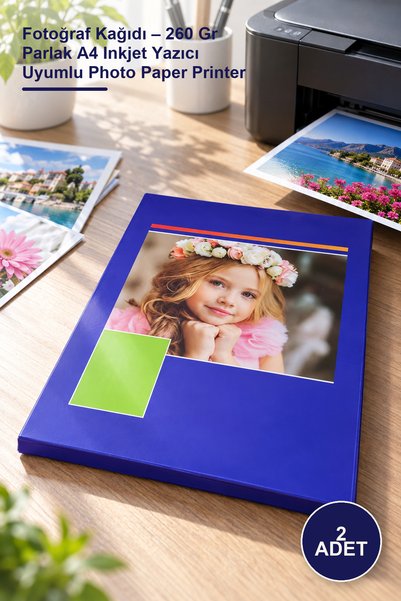 Yenilig 2 bucăți hârtie foto – 260 gr Hârtie foto lucioasă A4 compatibilă cu ...