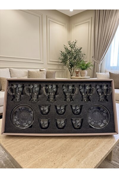 Generic Brand 18Pcs Glass Tea Coffee Set with Elegant Design and Various Patt...