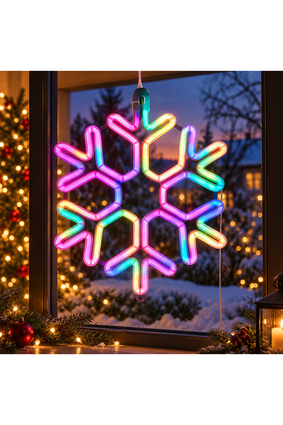 BellFyd Decorațiune Crăciun Fulg LED multicolor 40x33 cm din silicon transpar...