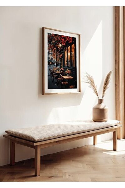 KEYFHOME Poster cu tablou MDF înrămat în lemn Floral Cafe Paris, cadou decora...