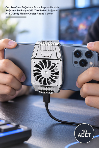 Yenilig 10 Adet Cep Telefonu Soğutucu Fan – Taşınabilir Hızlı Soğutma Su Radyatörlü Yarı İletken Soğutucu H15 Gümüş Mobile Cooler Phone Cooler
