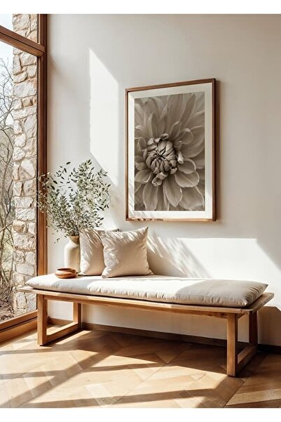 KEYFHOME Tablou MDF cu ramă din lemn cu flori de toamnă, poster, decor de per...