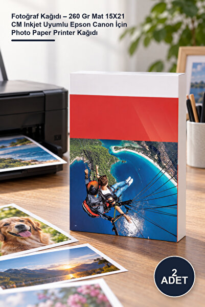 Yenilig 2 bucăți hârtie foto – 260 gr hârtie mată 15X21 CM compatibilă cu jet...