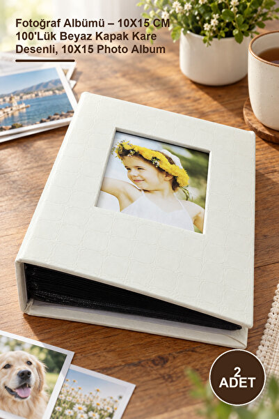 Yenilig 2 foto-albuma – 10x15 cm, 100 komada, beli omot, kvadratni uzorak, fo...